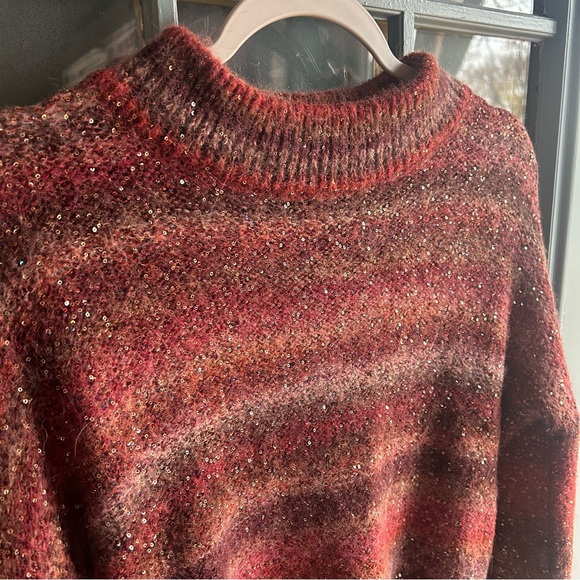 Alpaca Wool Sequin Knit Sweater Ombré Striped Banana Republic Cropped Sweater M - Picture 4 of 10